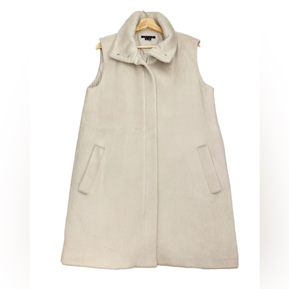 Theory Visterna Faux-Fur Full Zip Long Vest Color: Taupe Size L - Picture 4 of 13